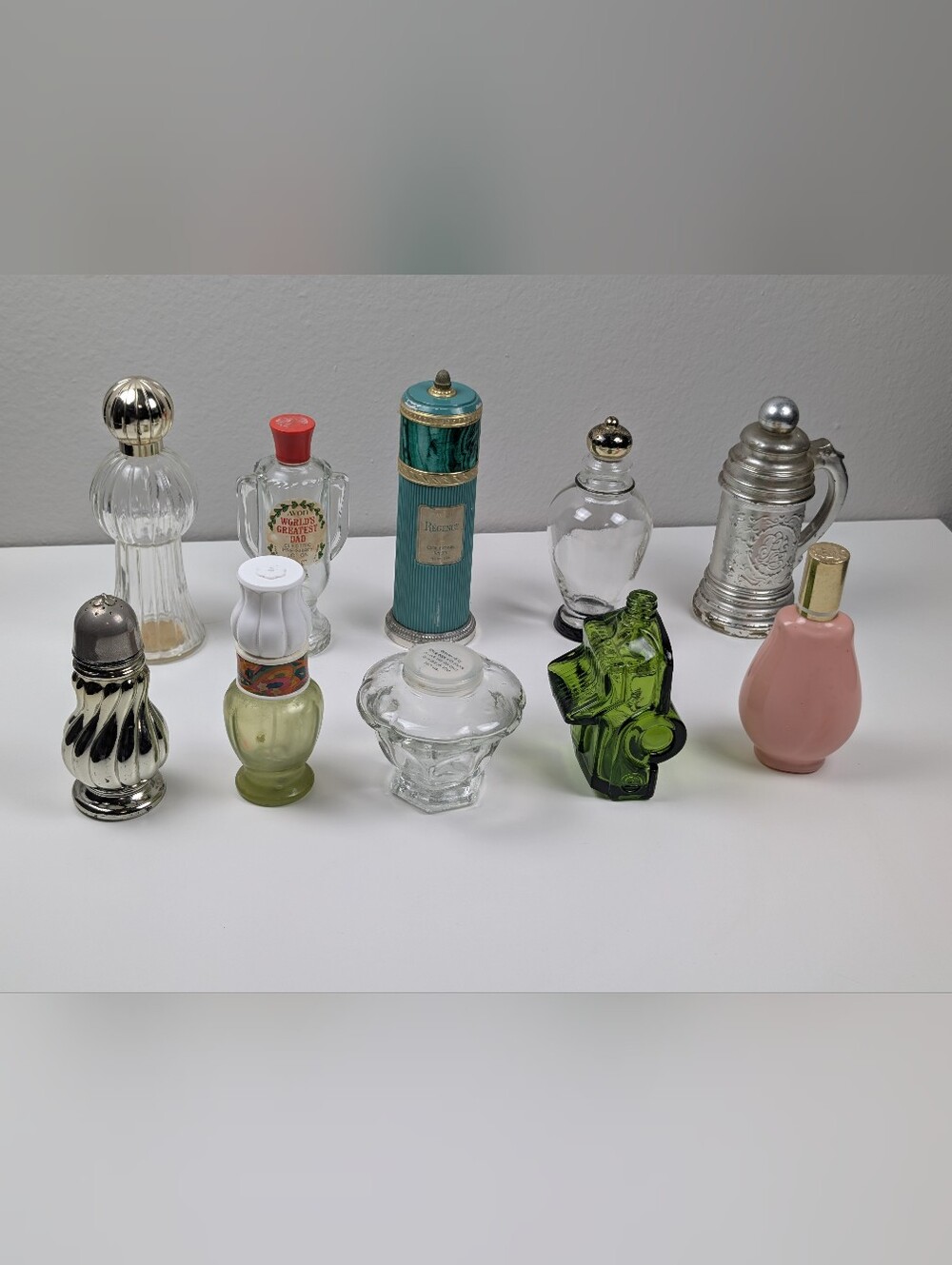 Lot 10 Vintage Avon Glass Perfume Cologne Bottles Decanters Green Truck Stein